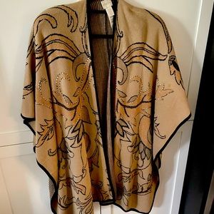 Chicos black and gold poncho